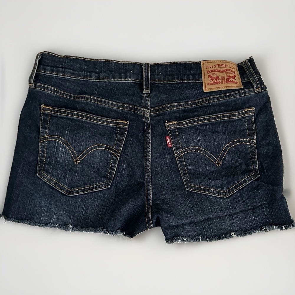 Levis Micro Mini Shorty Shorts Sz28 Dark Denim Cutoff Jorts Stretch Y2K Casual